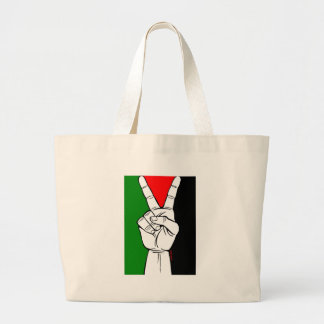 PALESTINE FLAG PEACE SIGN LARGE TOTE BAG