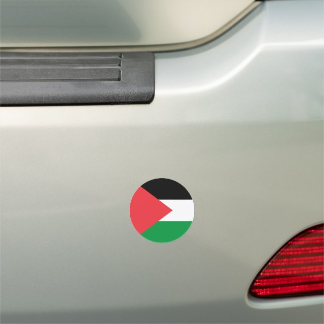 Palestine flag round car magnet (In Situ)