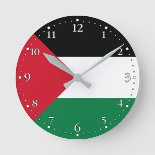 Palestine Flag Round Clock