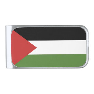 Palestine flag silver finish money clip