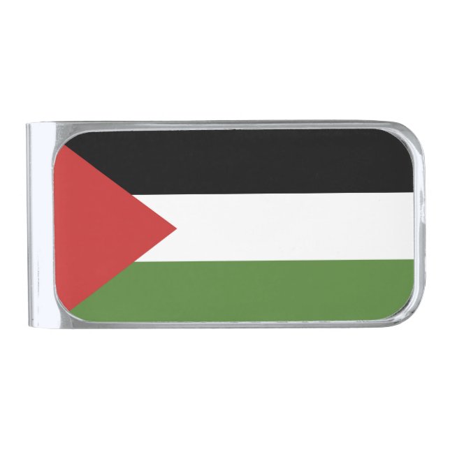 Palestine flag silver finish money clip (Front)