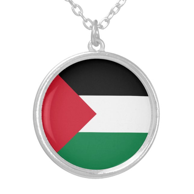 Palestine Flag Silver Plated Necklace (Front)