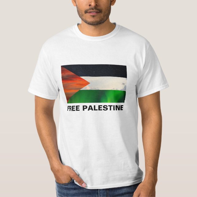 Palestine Flag Sky views | Free Palestine T-Shirt (Front)