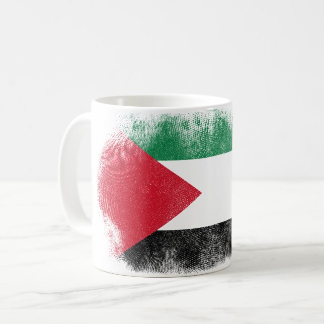 Palestine Flag Souvenir - Distressed Palestinian Coffee Mug (Front Left)