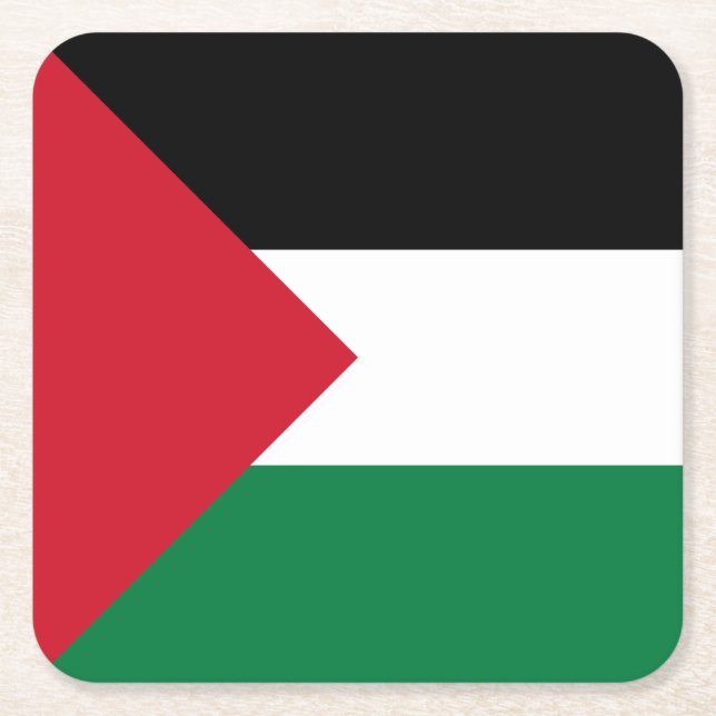Palestine Flag Square Paper Coaster (Front)