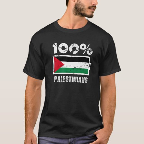 Palestine Flag Support  100 Palestinians Battery T_Shirt