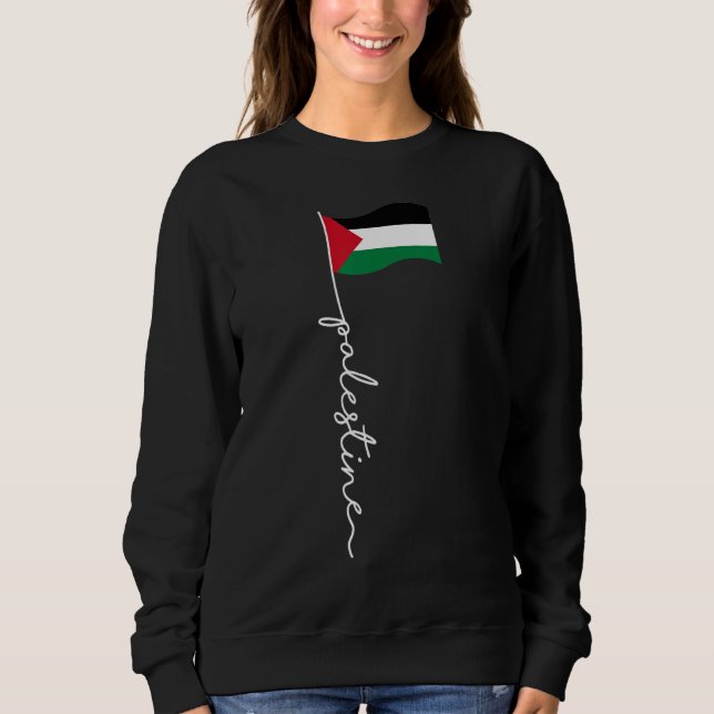 Palestine Flag With Palestine Name For Palestinian Sweatshirt (Front)
