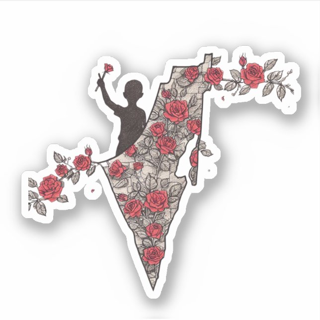 palestine floral map sticker (Front)
