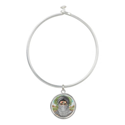 Palestine Freedom Fighter Portrait Bangle Bracelet