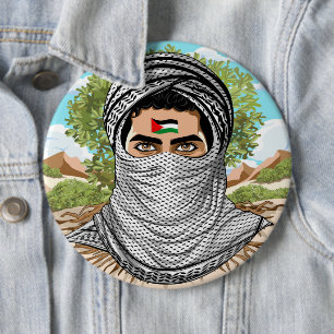 Palestine Freedom Fighter Portrait Button