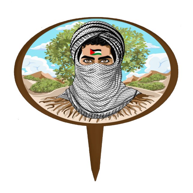 Palestine Freedom Fighter Portrait Cake Topper (Front)