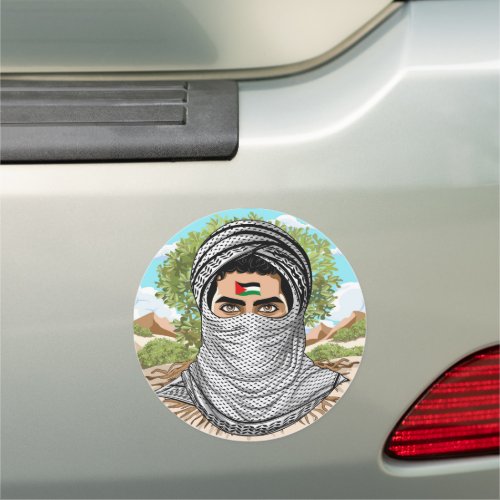 Palestine Freedom Fighter Portrait Car Magnet