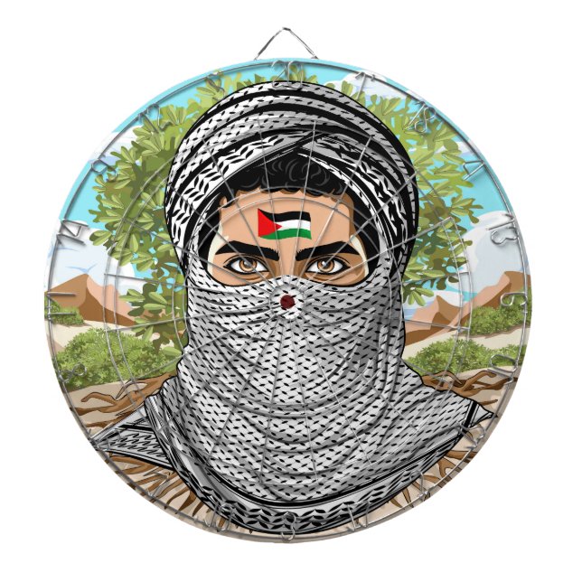Palestine Freedom Fighter Portrait Dart Board (Front)