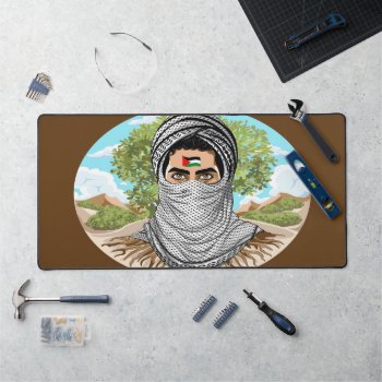 Palestine Freedom Fighter Portrait Desk Mat by Bluedarkat at Zazzle