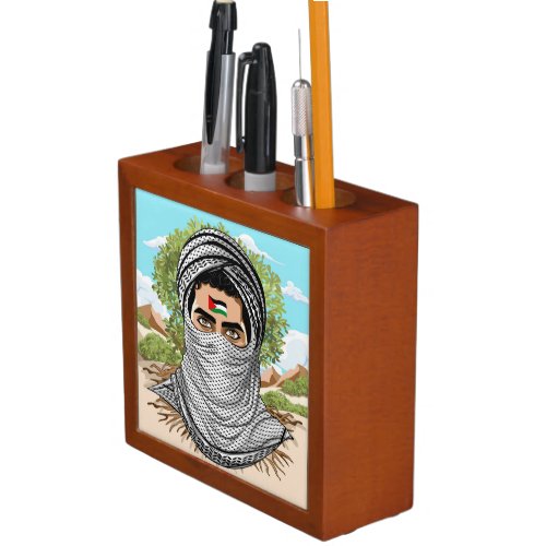 Palestine Freedom Fighter Portrait Desk Organizer