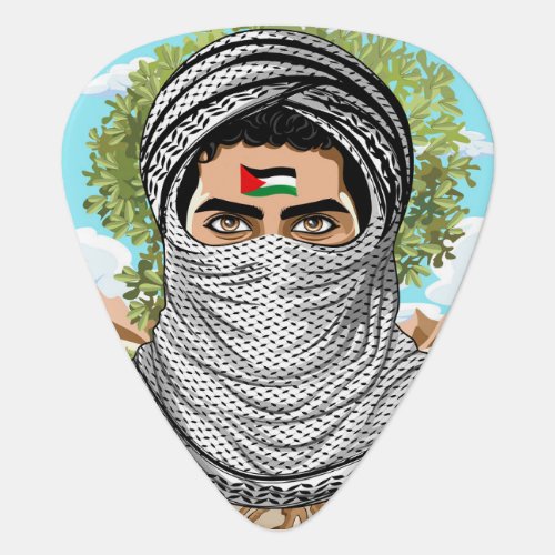 Palestine Freedom Fighter Portrait Guitar Pick