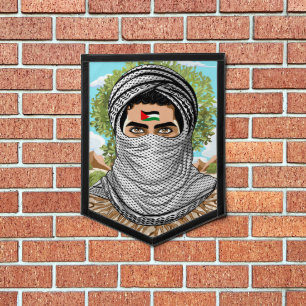 Palestine Freedom Fighter Portrait Pennant