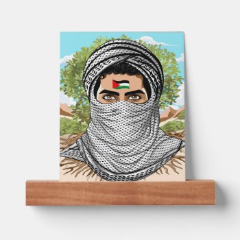 Palestine Freedom Fighter Portrait Picture Ledge by Bluedarkat at Zazzle