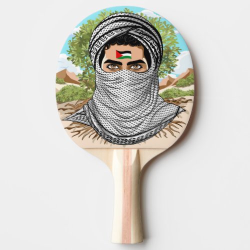 Palestine Freedom Fighter Portrait Ping Pong Paddle