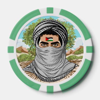 Palestine Freedom Fighter Portrait Poker Chips by Bluedarkat at Zazzle