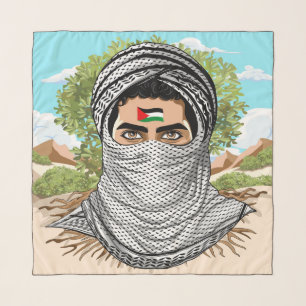 Palestine Freedom Fighter Portrait Scarf