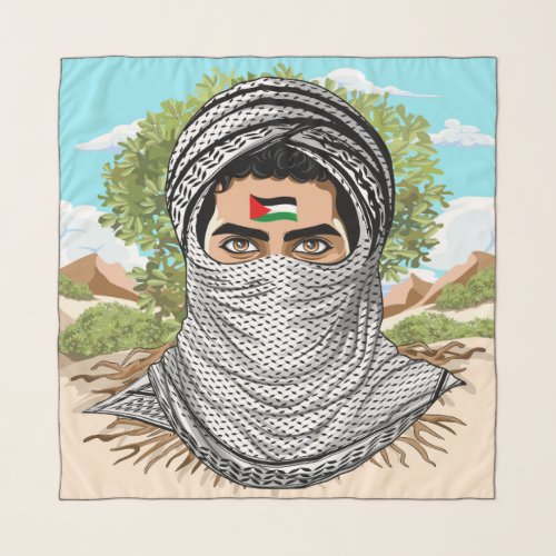 Palestine Freedom Fighter Portrait Scarf