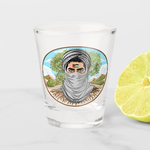 Palestine Freedom Fighter Portrait Shot Glass