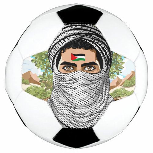 Palestine Freedom Fighter Portrait Soccer Ball