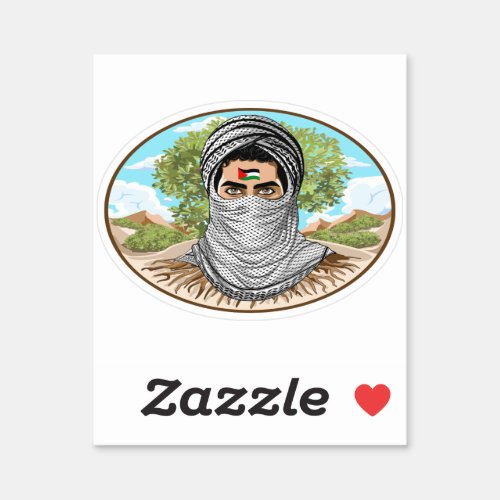 Palestine Freedom Fighter Portrait Sticker