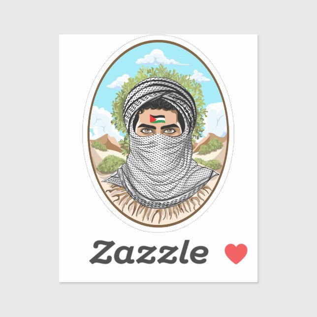 Palestine Freedom Fighter Portrait Sticker (Sheet)
