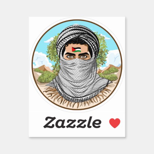 Palestine Freedom Fighter Portrait Sticker