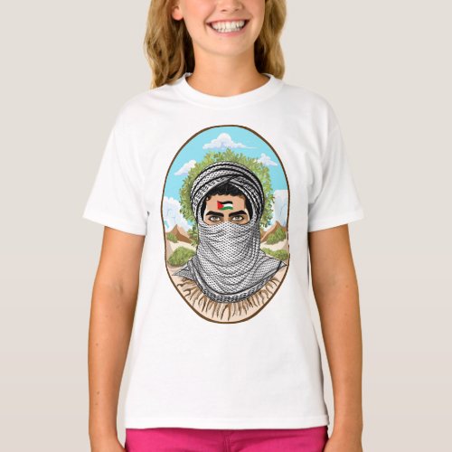 Palestine Freedom Fighter Portrait T_Shirt