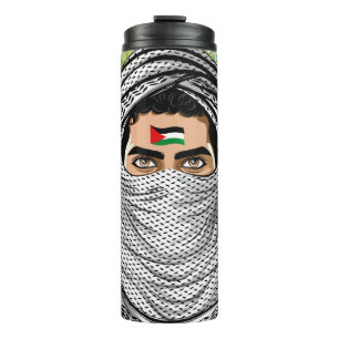 Palestine Freedom Fighter Portrait Thermal Tumbler