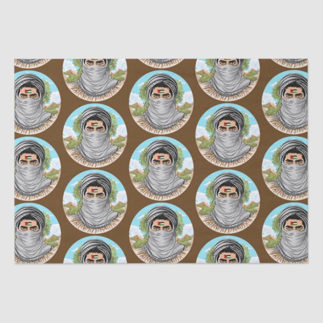 Palestine Freedom Fighter Portrait Tissue Paper (Front)