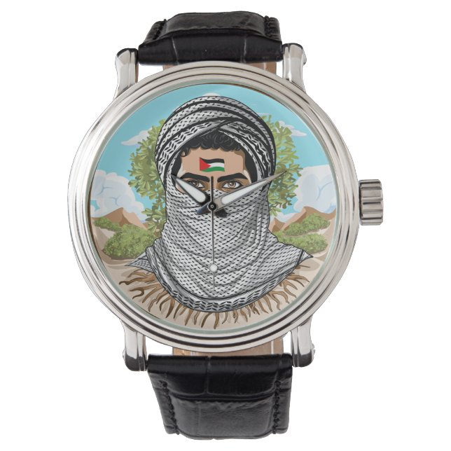 Palestine Freedom Fighter Portrait Watch (Front)