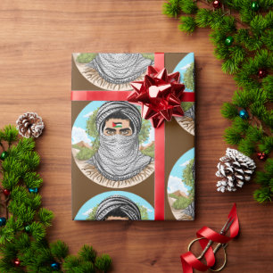 Palestine Freedom Fighter Portrait Wrapping Paper
