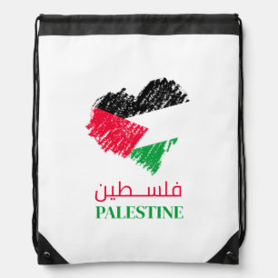 Palestine heart drawstring bag