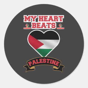Palestine Heart Flag Love Support Freedom Pride Classic Round Sticker