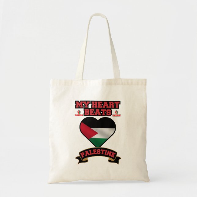 Palestine Heart Flag Love Support Freedom Pride Tote Bag (Front)