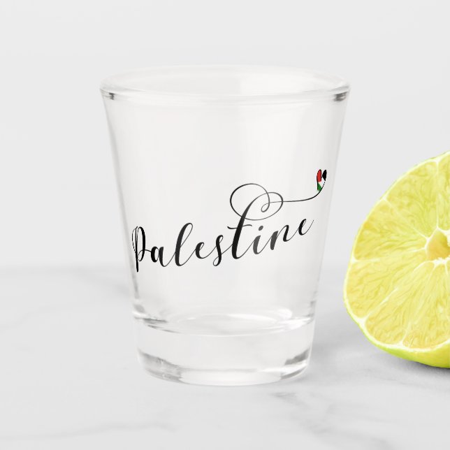 Palestine Heart Flag, Palestinian Shot Glass (Front)
