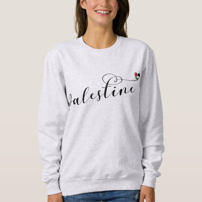 Palestine Heart Flag, State of Palestine Sweatshirt (Front)