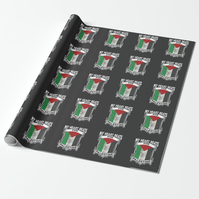 Palestine Heart Gaza Peace Palestinian Roots Wrapping Paper (Unrolled)