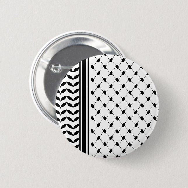 Palestine Keffiyeh Pattern Scarf Button (Front & Back)