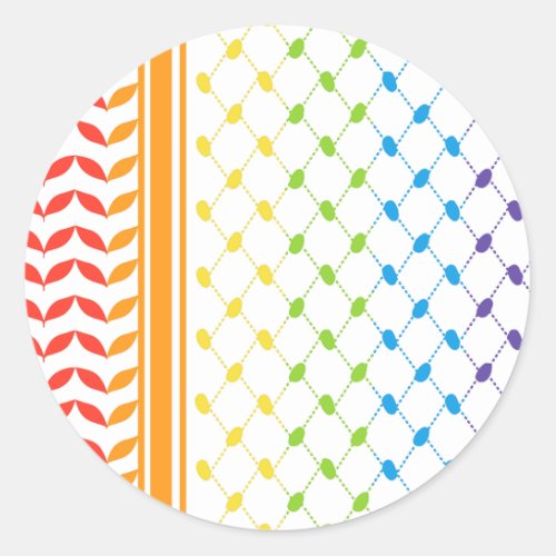 Palestine LGBT Rainbow Keffiyeh Pattern Scarf Classic Round Sticker