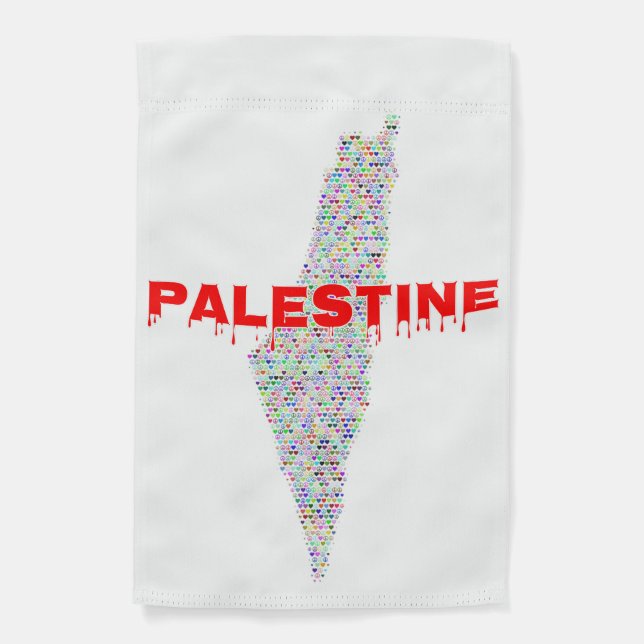 Palestine Map فلسطين | Free Palestine | Peace Love Garden Flag (Front)