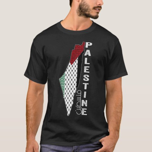 Palestine Map Arabic Palestinian Keffiyeh Free Pal T_Shirt