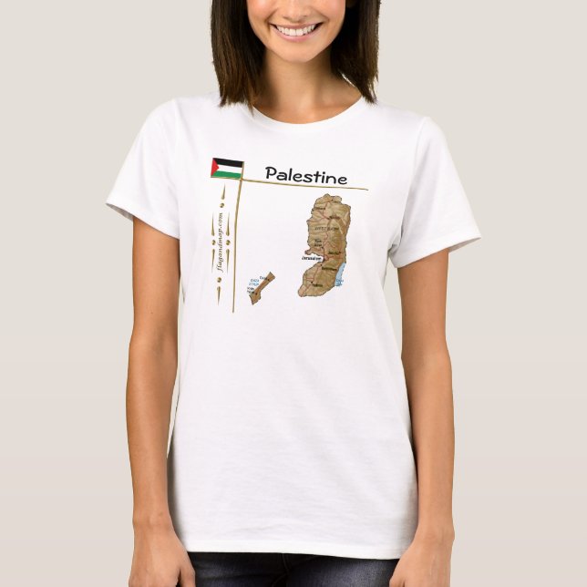 Palestine Map + Flag + Title T-Shirt (Front)