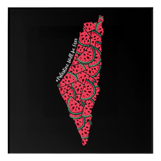 Palestine Map full of Watermelons | Free palestine Acrylic Print (Front)