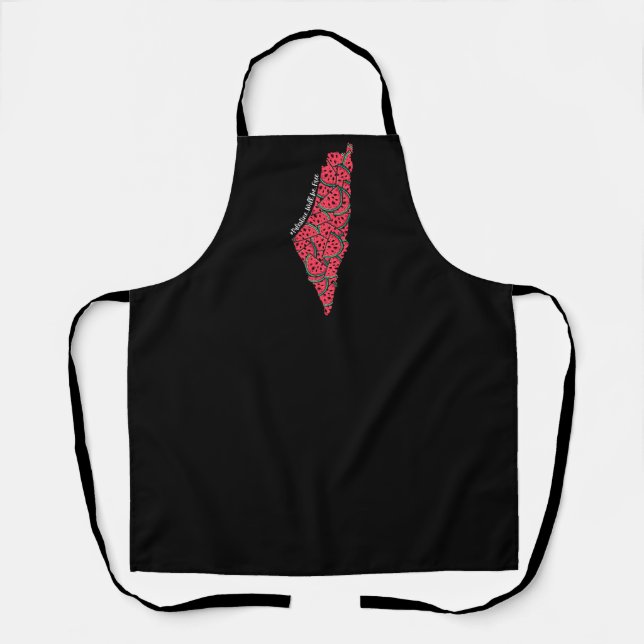Palestine Map full of Watermelons | Free palestine Apron (Front)