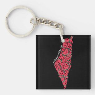 Palestine Map full of Watermelons Free palestine Keychain